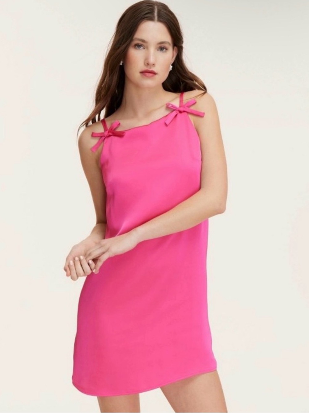 Kate Spade x Target pink 90s shift dress. NWT large. Hot pink with bows.